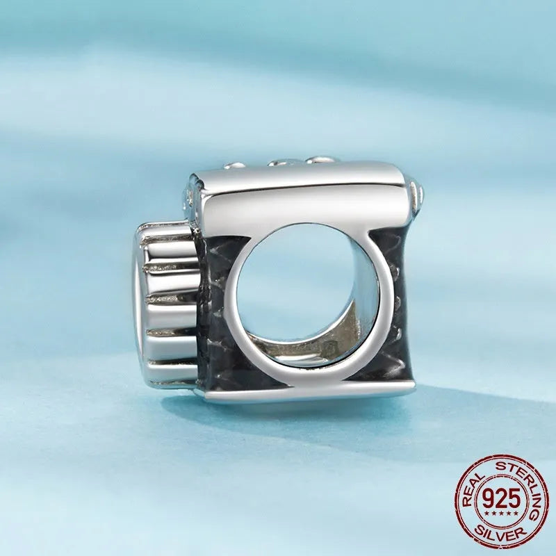 S925 sterling silver camera bead, SCC3087 drip oil colour, 0.8cm x 1.0cm with 0.45cm aperture for DIY jewellery