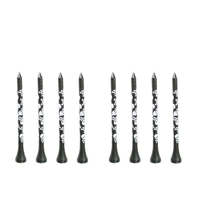 Black bamboo golf dowel pins with skull print in 70mm and 83mm sizes