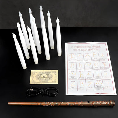 Flameless candles with magic wand remote control showing resin construction and flickering warm light effect