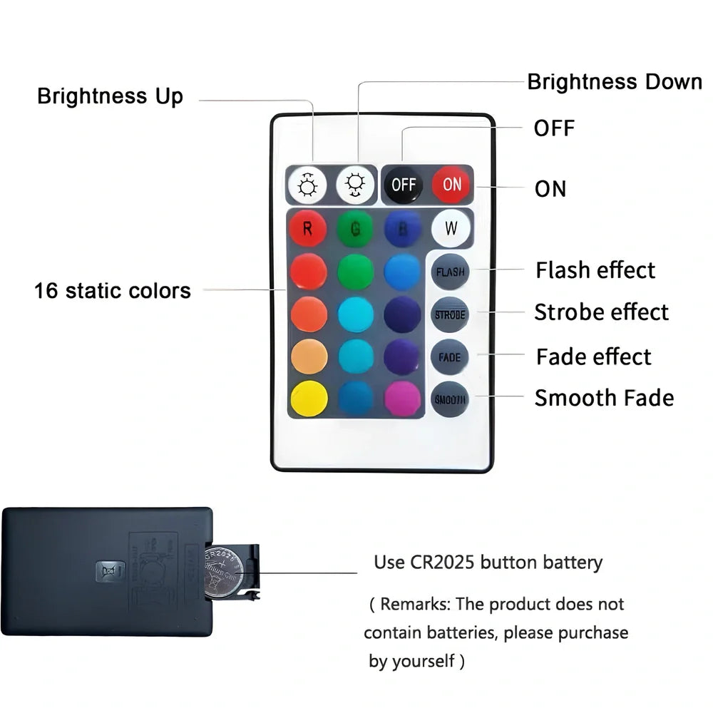 Sunset projection lamp with remote control showing rainbow colour lighting effects on wall