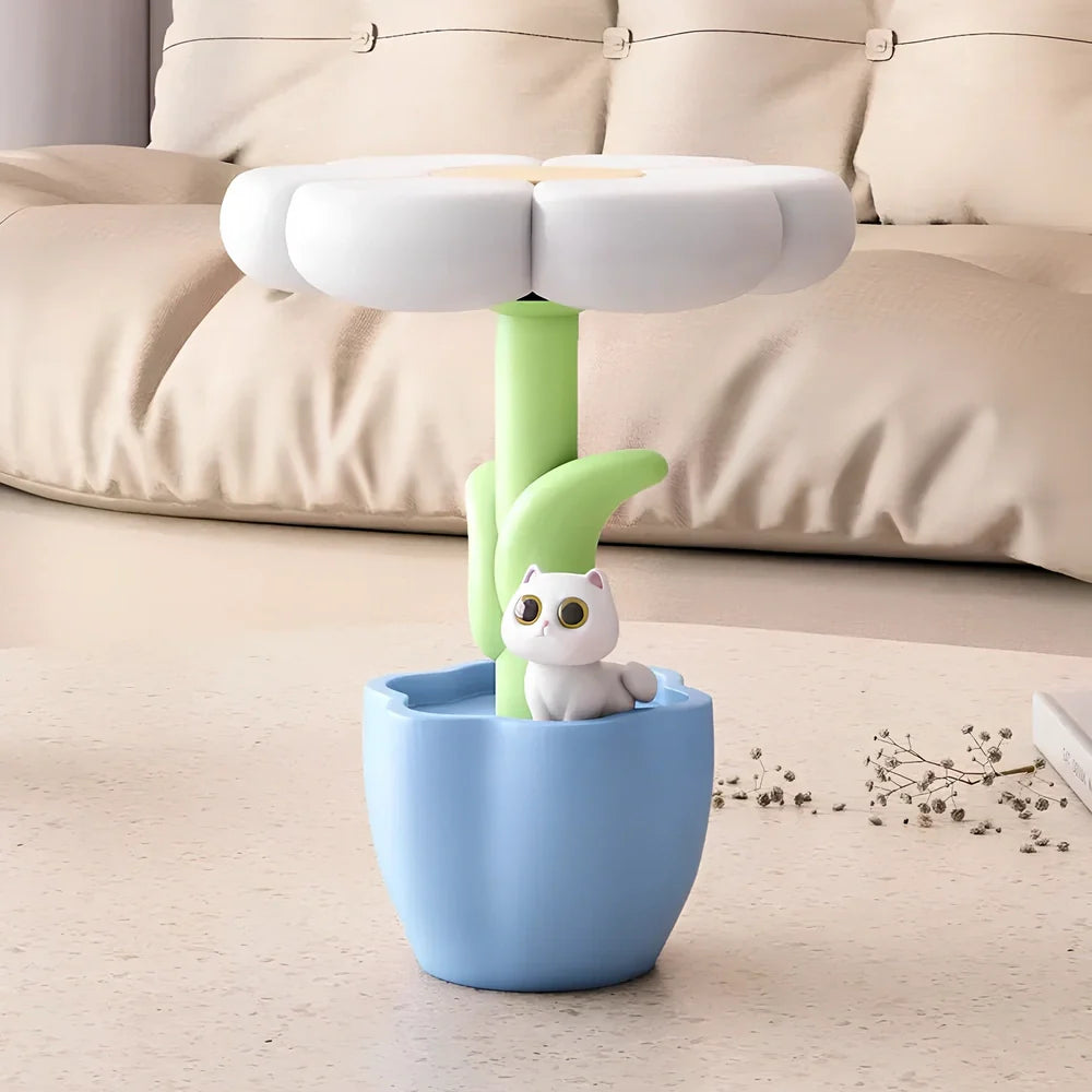 Sunflower sculpture key storage lamp with 28cm resin tray and USB power cable