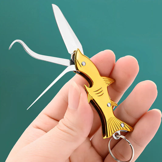 304 stainless steel toothpick knife with non-slip grip showing 12cm length and integrated toothpick function