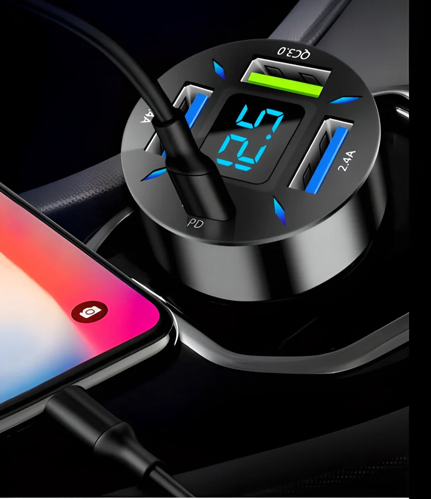 High-Speed 66W USB Car Charger with PD and QC 3.0 Charging for Fast Charging on the Go