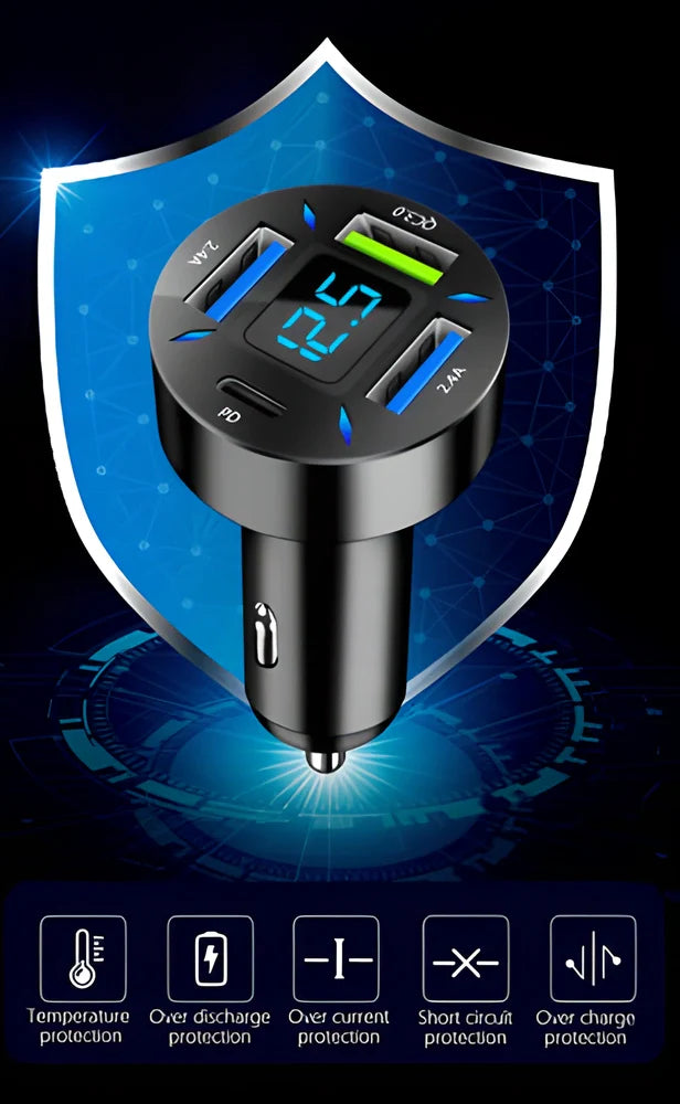 High-Speed 66W USB Car Charger with PD and QC 3.0 Charging for Fast Charging on the Go