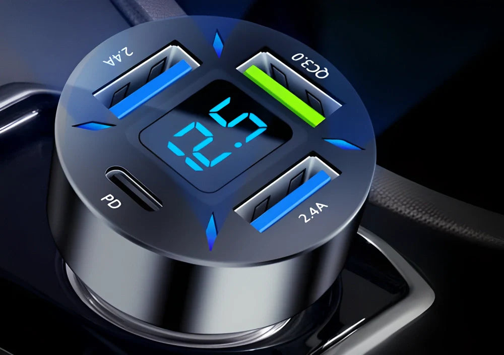 High-Speed 66W USB Car Charger with PD and QC 3.0 Charging for Fast Charging on the Go