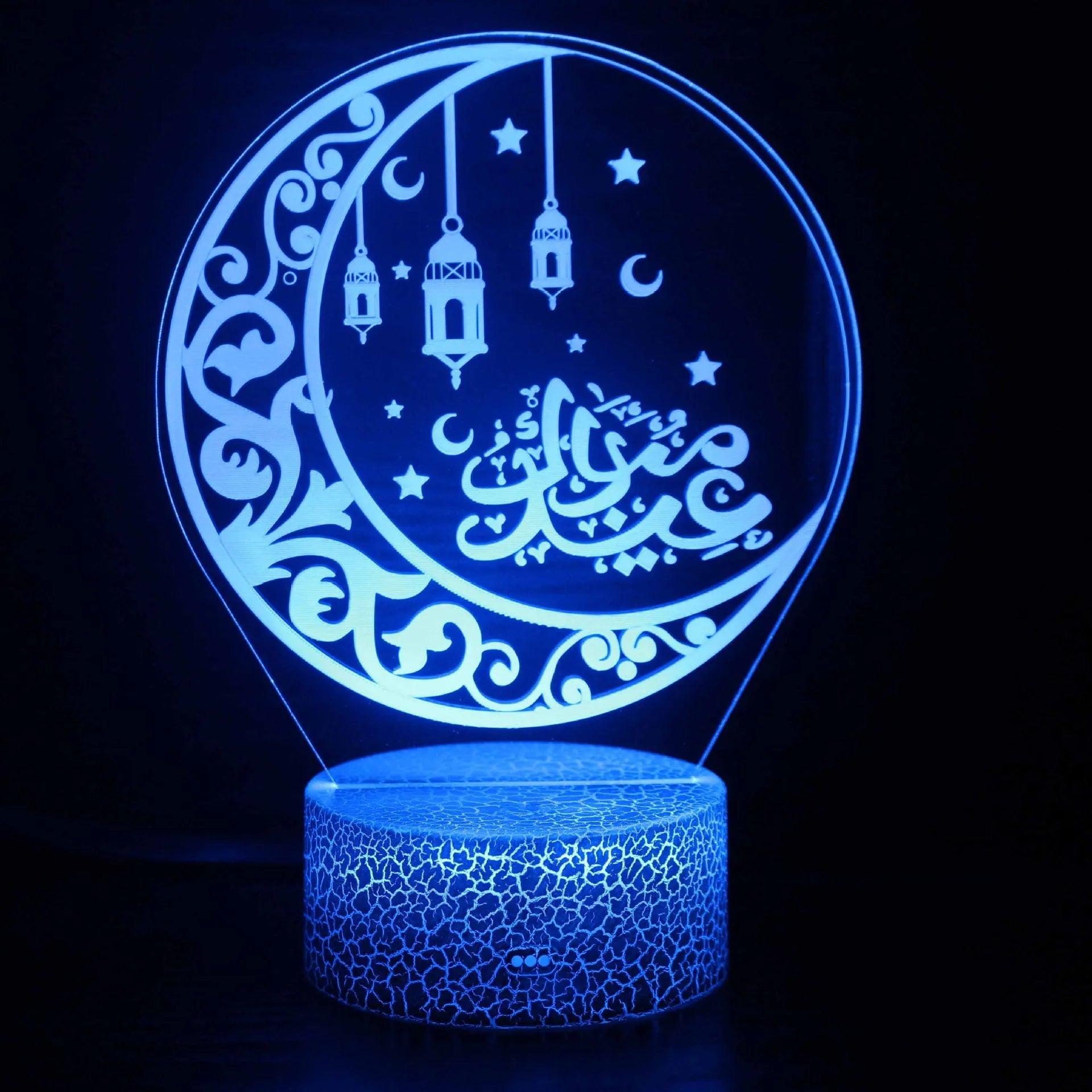 3D LED night lamp with touch control black base and colourful cartoon design