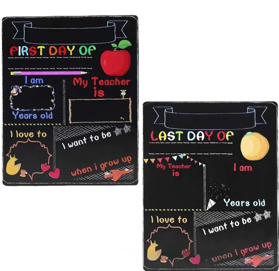 Wooden First Day Of School blackboard ornament with modern simplicity design on a density plate.