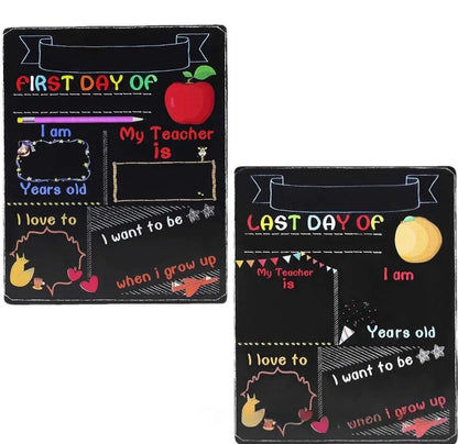 Wooden First Day Of School blackboard ornament with modern simplicity design on a density plate.