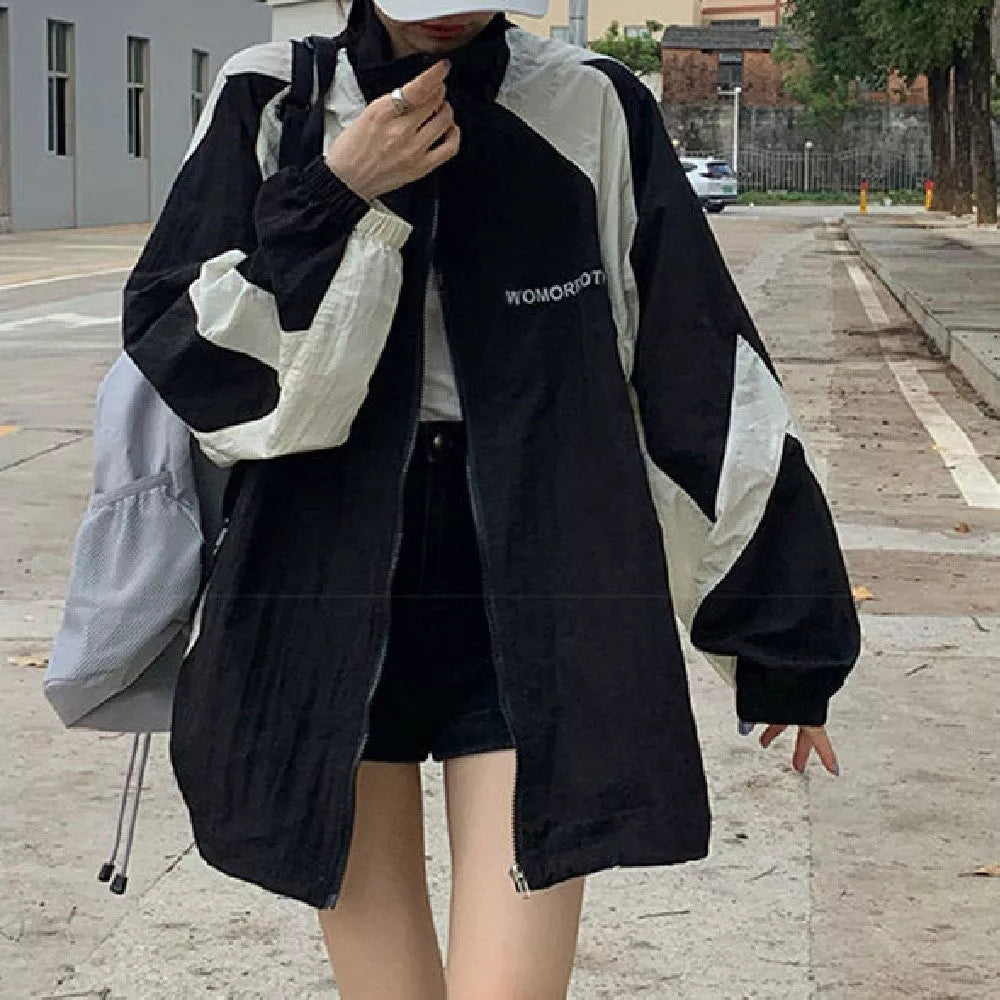 Retro workwear outdoor jacket coat for women with sun protection in black