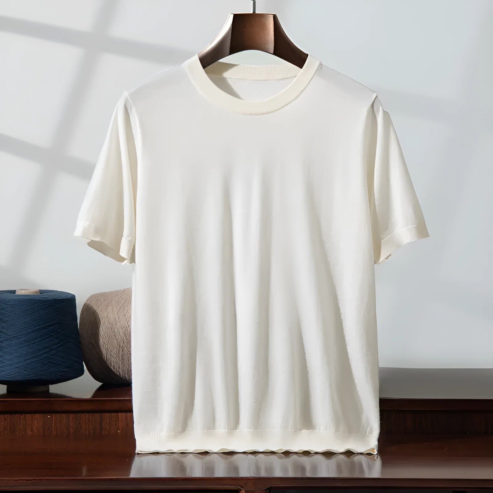 Men's loose-fit knitted short sleeve casual pullover shirt in multiple colours