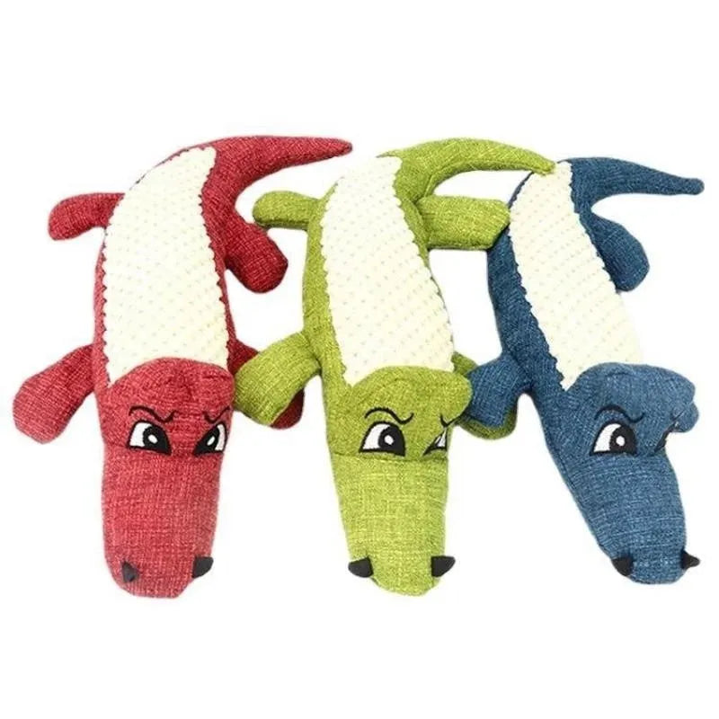 Blue, green, and red corn grid plush pet toy with squeaker for cats and dogs.