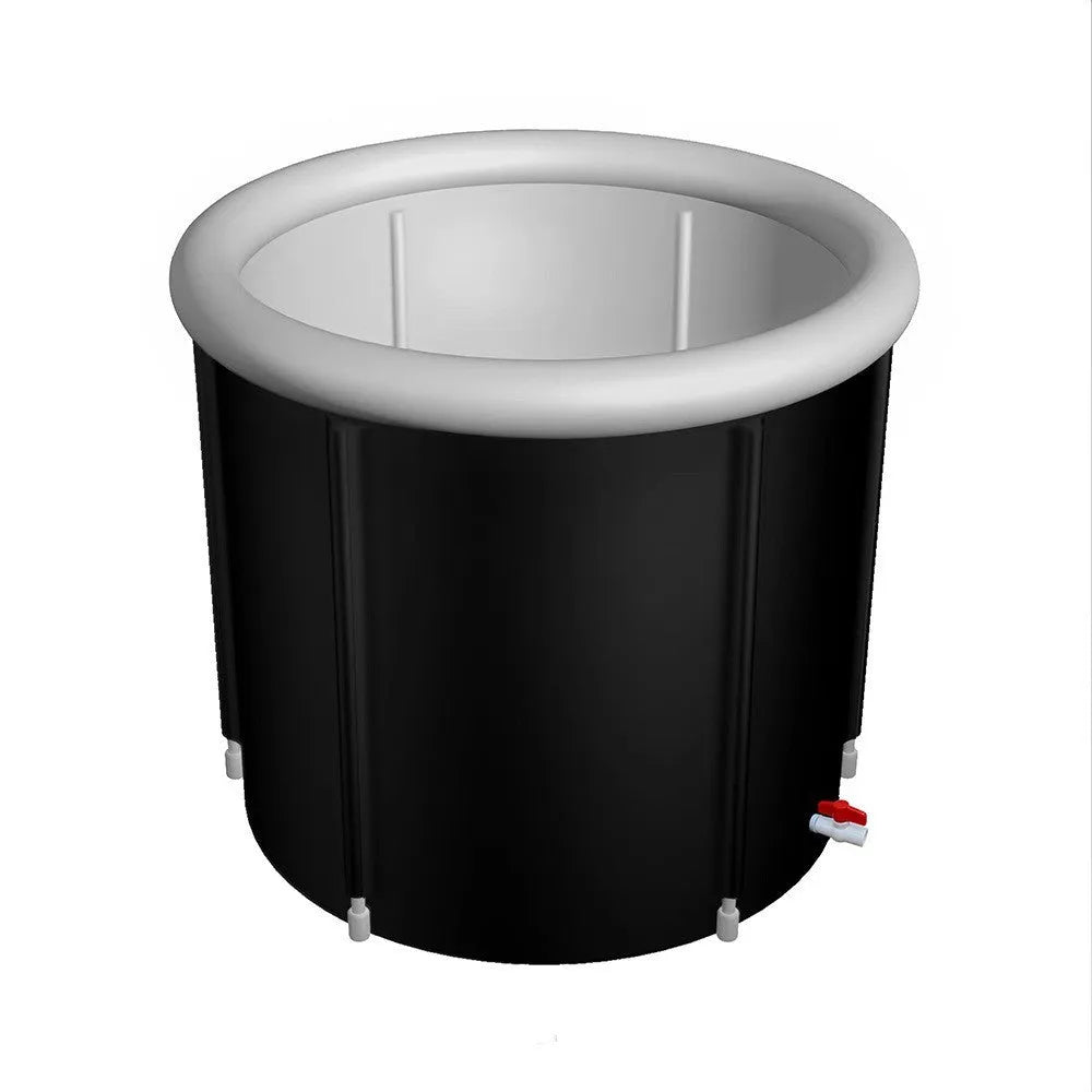 Black portable inflatable ice bath 70x80cm with weather lid and accessories