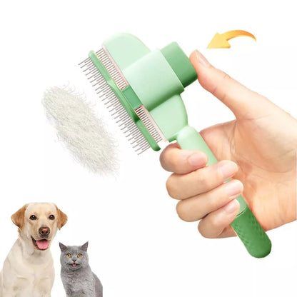 Professional pet comb for dogs and cats with stainless steel teeth and release button