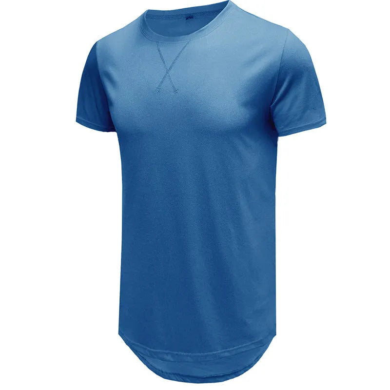 Men's slim fit cotton hip hop t-shirt in khaki colour, short sleeved, laid flat.