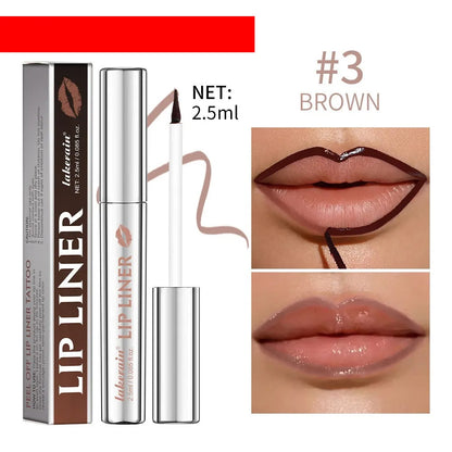 Matte finish pointed toe lip liner with precision tip in four colour options