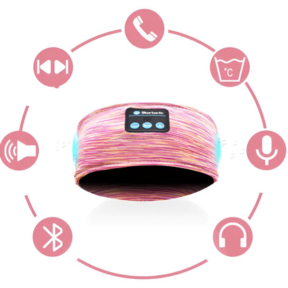 Wireless eye mask Bluetooth headset running headscarf in pink with music label, head-mounted stereo design