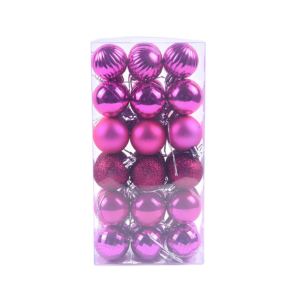 36 Christmas decoration balls in 16 colours with 4cm diameter spherical design