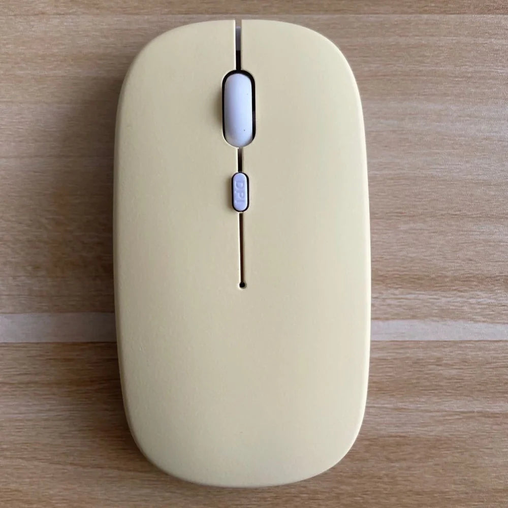 Dual-mode black wireless mouse with 1000dpi sensor, 5m range, and USB receiver for laptops