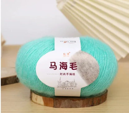 Mohair scarf DIY kit with wool ball and hand-weaving instructions for 180cm spring accessory