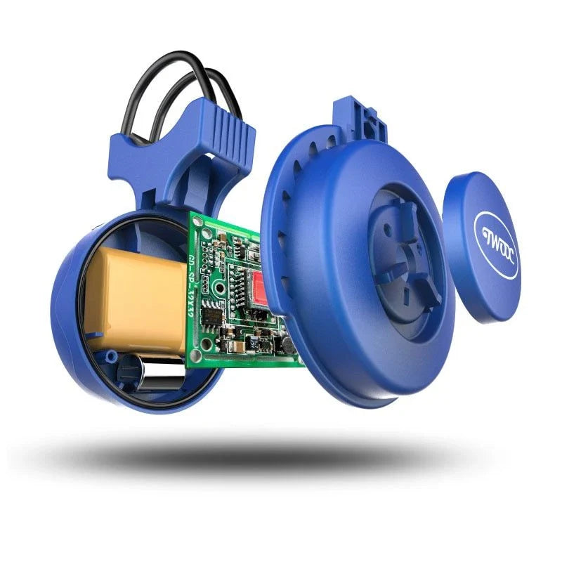 Compact bicycle horn with built-in Bluetooth speaker, available in multiple color options