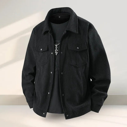 Men's slim fit casual coat in Vinylon and Lycra fabric, shown in black.
