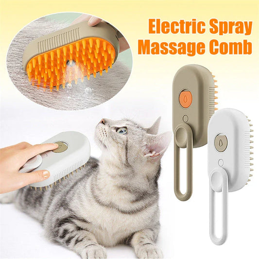 Versatile pet grooming brush with steam spray function for deep cleaning and rejuvenating your pet's coat