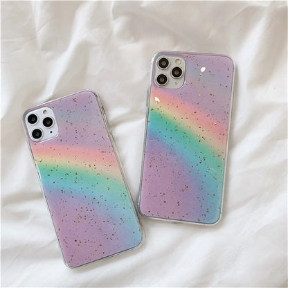 Rainbow gradient phone case with Japanese Korean stripes on TPU shell for iPhone models