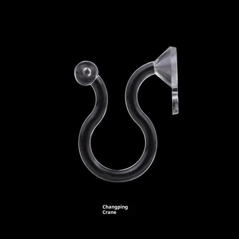 Transparent U-shaped plastic resin ear clip converter for stud earrings, unisex, single piece