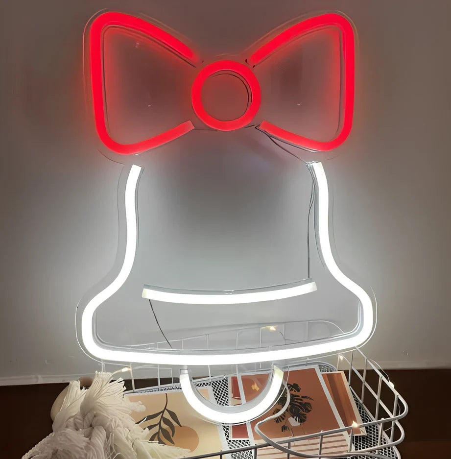 LED neon decorative light with acrylic back panel showing USB power connection and multiple design options