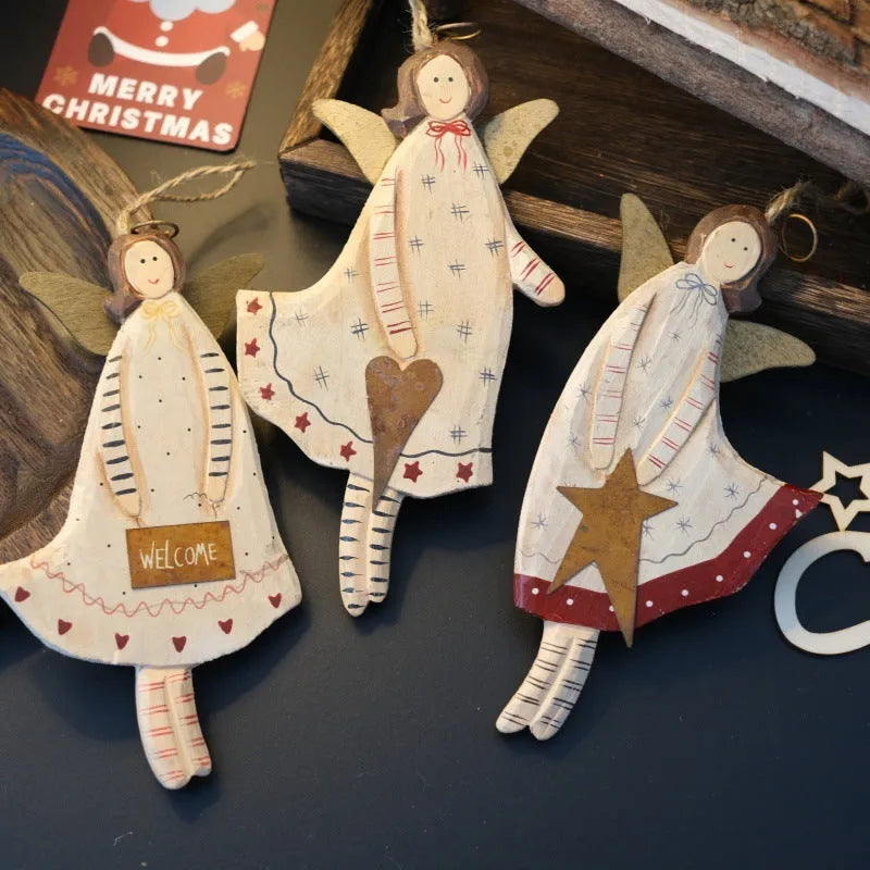 Hand-painted wooden door pendant with carved design options including love heart, XINGX pattern, or letters