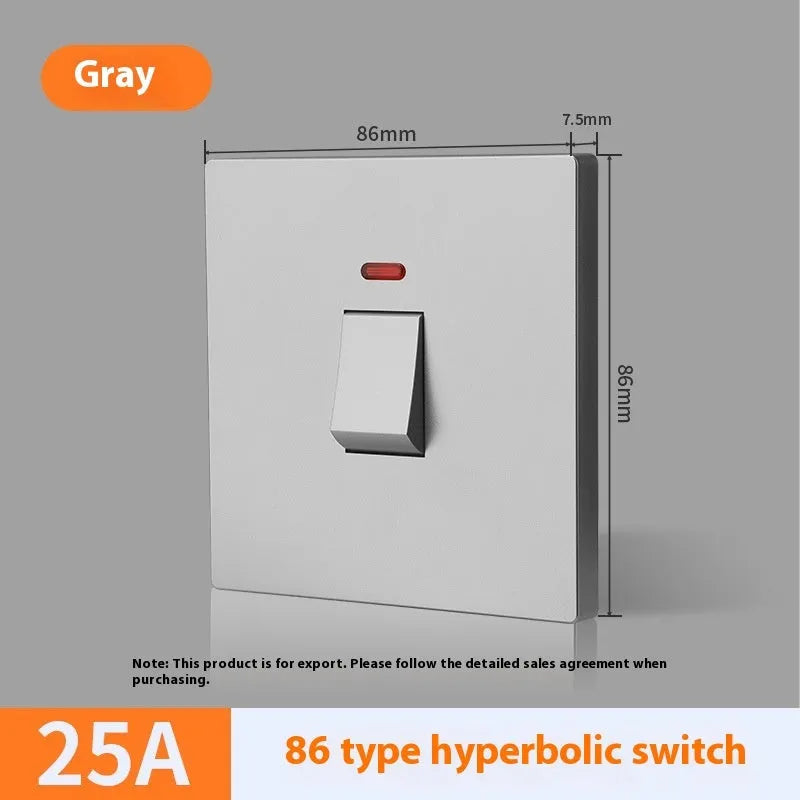 25A and 45A 3P high-power socket switches in gold, grey, or white for curved rack electrical panels
