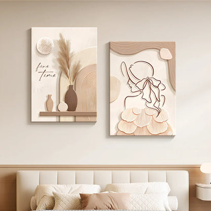 Abstract line character design on 40x60cm embossed film wall mural with frameless installation