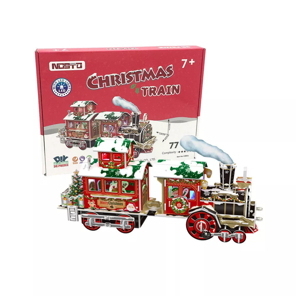 3D Train DIY Puzzle for children with RGB light, safe non-toxic materials