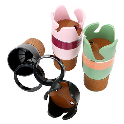 Versatile car cup holder made of ABS plastic and rubber, with a rotatable design to hold cups, bottles, and small items securely in your vehicle.