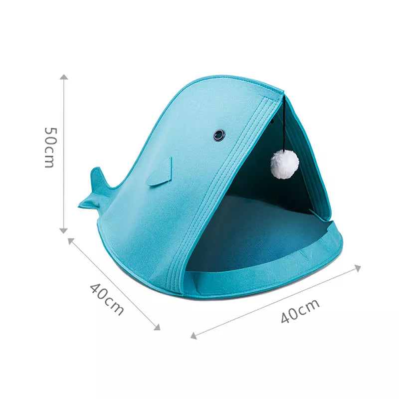 Foldable Felt Pet Nest in grey and blue, eco-friendly and washable pet bed