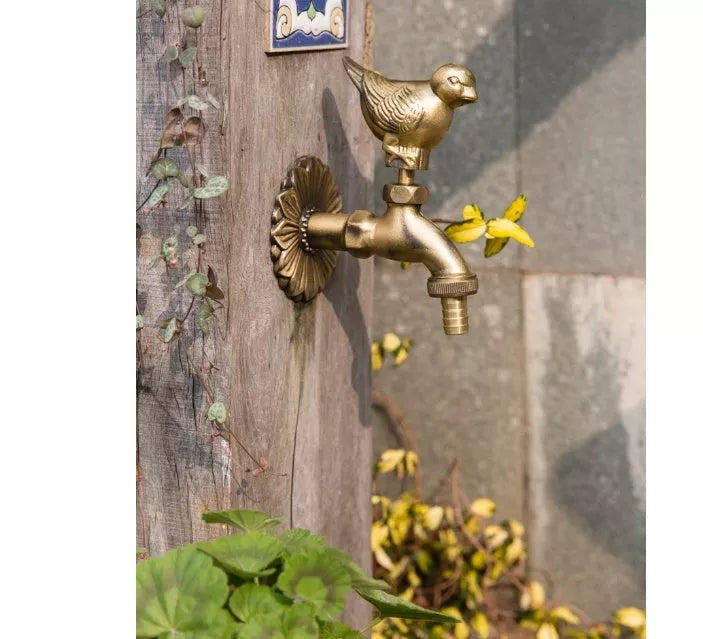 Brass animal garden faucet for outdoor watering in various colors