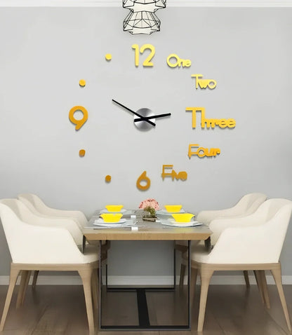 25-inch black solar wall clock with laser-engraved numbers and European round design