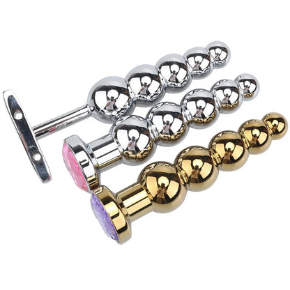 Gold metal anal beads style A 141mm length 33mm diameter for adult use