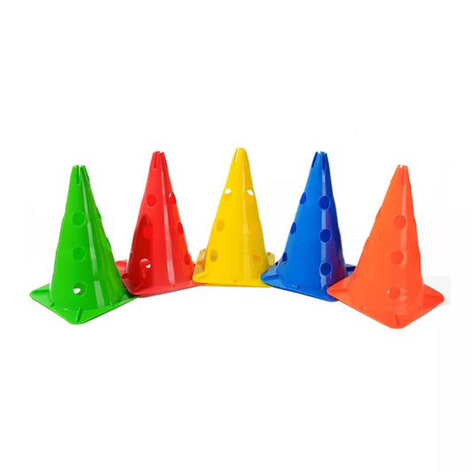 Bright orange football training cone with durable polyethylene construction, 30CM tall
