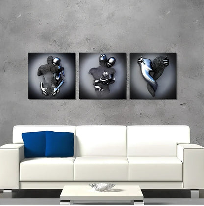 American Valentine wall decoration painting with metal frame and oil canvas in 40cm and 60cm sizes