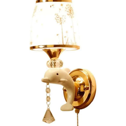 European wall lamp with glass lampshade for bedroom or living room