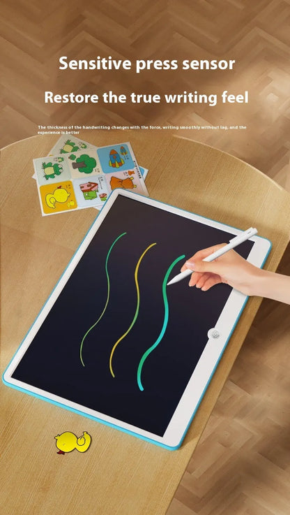 19-inch LCD children's drawing board with rechargeable battery in blue and white colour