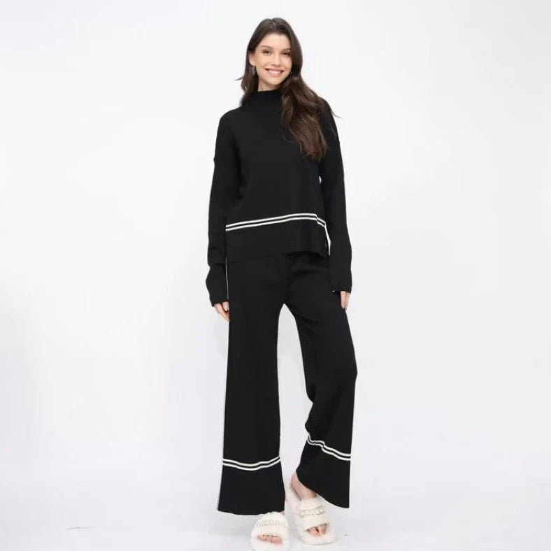 Women's knitted two-piece set in mercerised cotton fabric for autumn and winter commuting