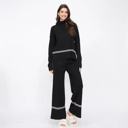 Women's knitted two-piece set in mercerised cotton fabric for autumn and winter commuting