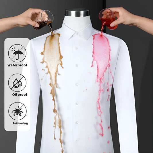 Men's slim fit bamboo short sleeve shirt with square collar in a solid colour