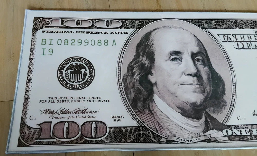 Retro dollar print fashion carpet in multiple sizes from 40cm to 80cm width options for entrance and corridor use