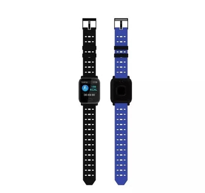A6 colour screen smart bracelet with silicone strap showing 1.3-inch display and zinc alloy frame