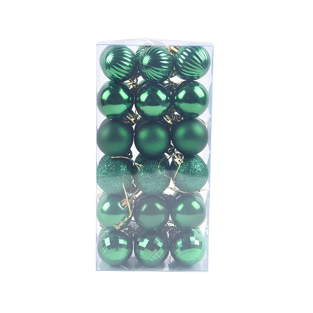 36 Christmas decoration balls in 16 colours with 4cm diameter spherical design