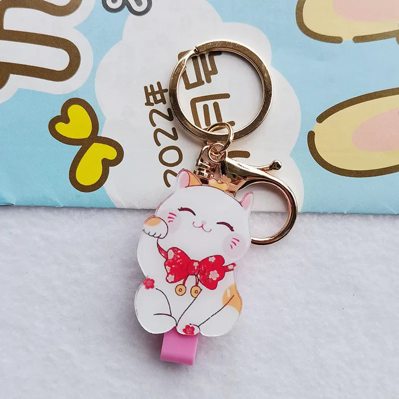 Lucky Cat plastic certificate sleeve set with decorative pendant in cartoon style