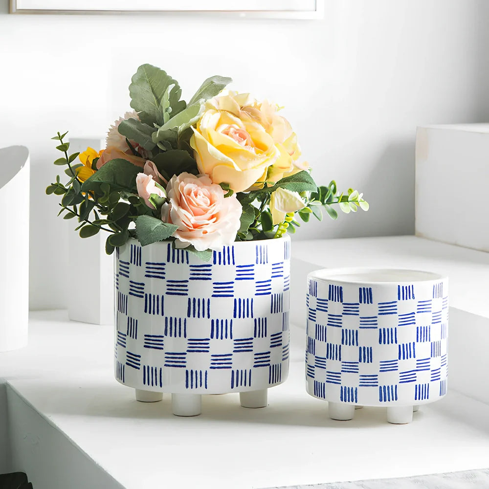 Colour-glazed ceramic flowerpot with 13cm base diameter for succulents and green plants